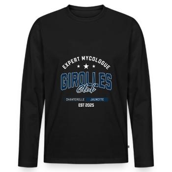 Expert mycologue girolles club - T-shirt manches longues Premium bio Homme - noir - Devant - Nico (187cm)