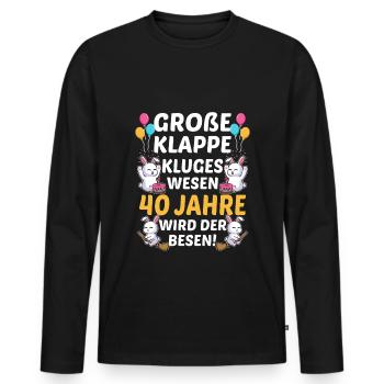 Große Klappe Kluges Wesen 40 Jahre Wird Der Besen - Männer Premium Bio Langarmshirt - Schwarz - Vorne - Nico (187cm)