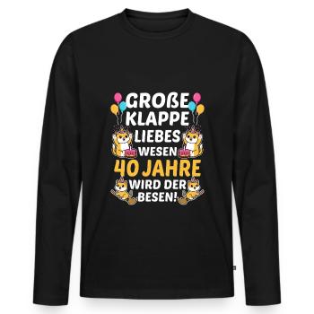 Große Klappe Kluges Wesen 40 Jahre Wird Der Besen - Männer Premium Bio Langarmshirt - Schwarz - Vorne - Nico (187cm)