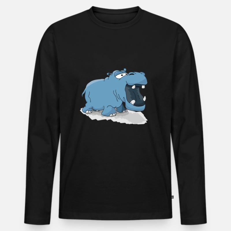 hippo - Männer Premium Bio Langarmshirt - Schwarz