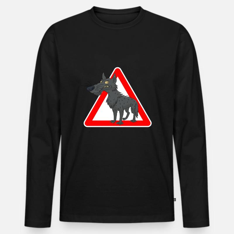 Wolf - Männer Premium Bio Langarmshirt - Schwarz