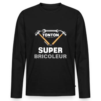 Uncle the super handyman - Men's Premium Organic Long Sleeve Shirt - black - Front - Nico (187cm)