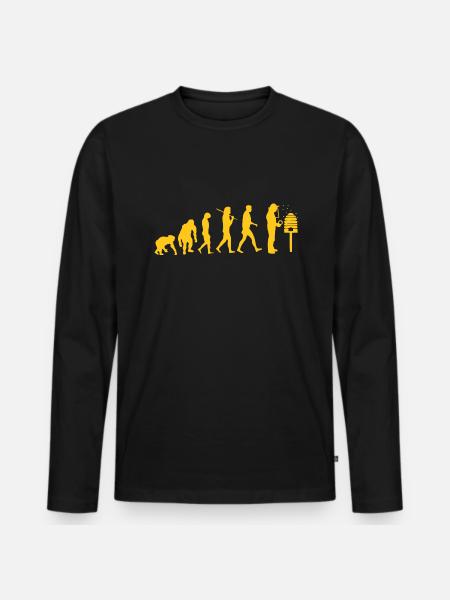 BEEKEEPER - Evolution - Beekeeper Gift - Men's Premium Organic Long Sleeve Shirt - black