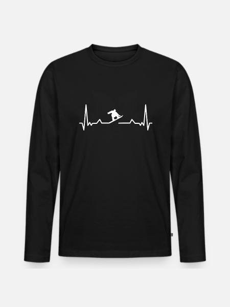Snowboarding - Heartbeat - Herzschlag - Männer Premium Bio Langarmshirt - Schwarz