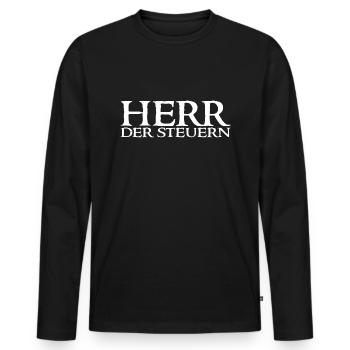 Herr Der Steuern - Steuerberater Steuern Spruch - Männer Premium Bio Langarmshirt - Schwarz - Vorne - Nico (187cm)