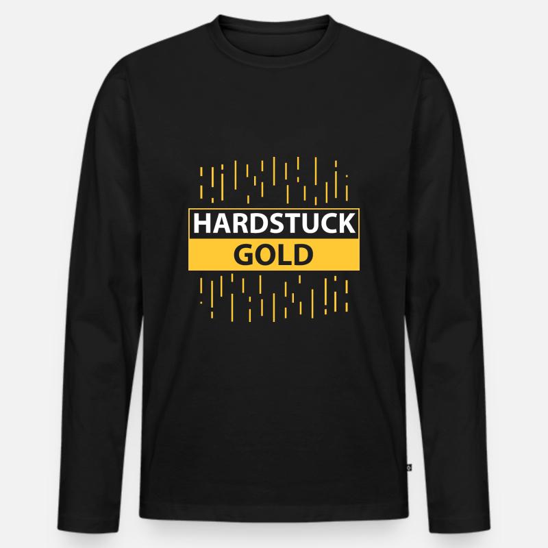 Hardstuck Gold - Männer Premium Bio Langarmshirt - Schwarz