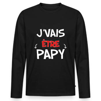 Je Vais Etre Papy Annonce Bébé - T-shirt manches longues Premium bio Homme - noir - Devant - Nico (187cm)