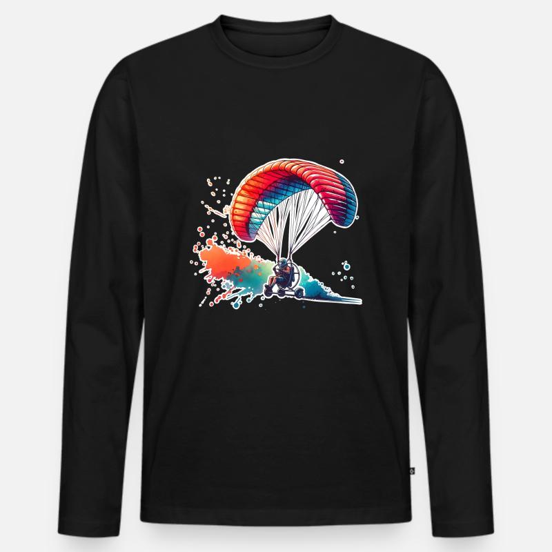 Motorschirm Paramotor - Männer Premium Bio Langarmshirt - Schwarz