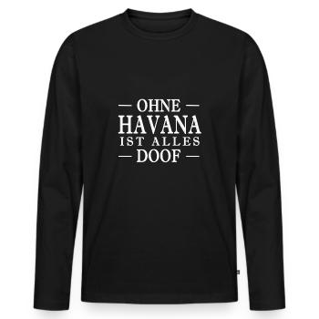 Havana Katze TShirt Geschenk - Männer Premium Bio Langarmshirt - Schwarz - Vorne - Nico (187cm)