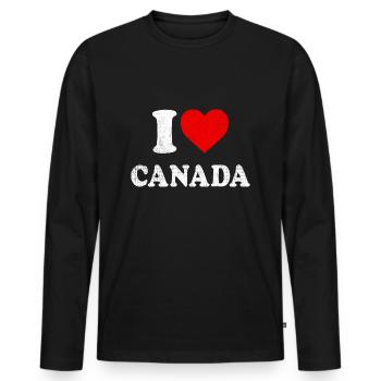 J’aime le Canada T-shirt Souvenir I Heart Canada Tee - T-shirt manches longues Premium bio Homme - noir - Devant - Nico (187cm)