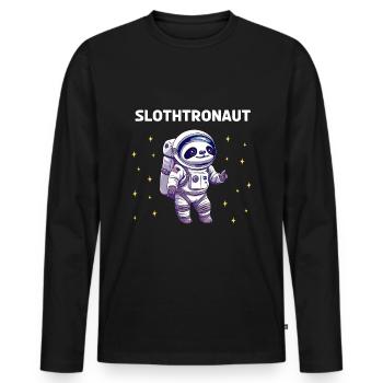 Slothtronaut - Astronaut Design - Men's Premium Organic Long Sleeve Shirt - black - Front - Nico (187cm)