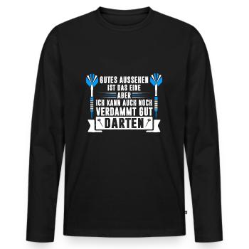 DART AUSSEHEN - Männer Premium Bio Langarmshirt - Schwarz - Vorne - Nico (187cm)