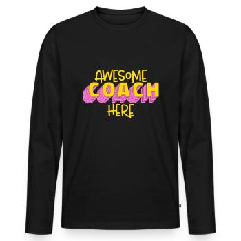 Coach Awesome Coach Ici - T-shirt manches longues Premium bio Homme - noir - Devant - Nico (187cm)