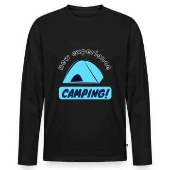Nouvelle expérience - Camping! - T-shirt manches longues Premium bio Homme - noir - Devant - Nico (187cm)