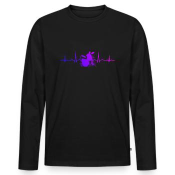 Batteur Batteur Batteur Batterie - T-shirt manches longues Premium bio Homme - noir - Devant - Nico (187cm)