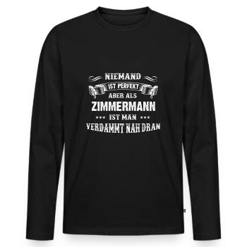 Männer-T-Shirt Beruf Zimmermann - Männer Premium Bio Langarmshirt - Schwarz - Vorne - Nico (187cm)