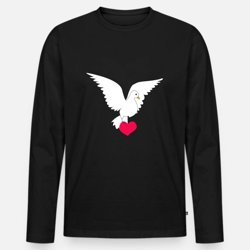 Friedenstaube - Männer Premium Bio Langarmshirt - Schwarz