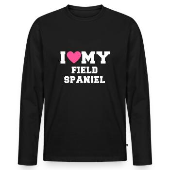 I love my I love my Field Spaniel - Men's Premium Organic Long Sleeve Shirt - black - Front - Nico (187cm)