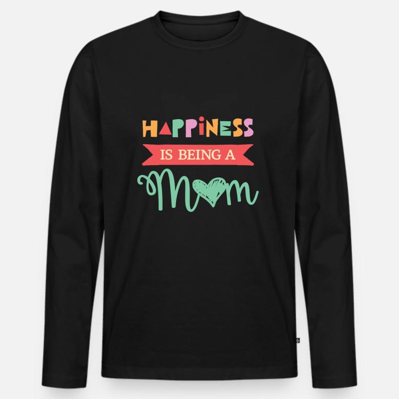 Glück ist es eine Mama zu sein. - Männer Premium Bio Langarmshirt - Schwarz