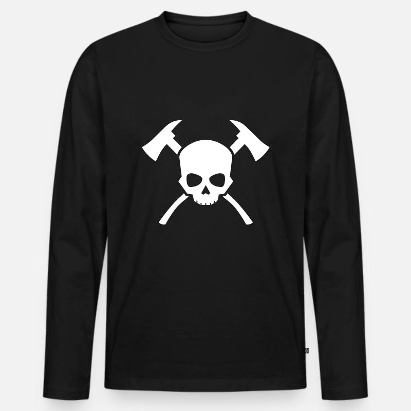 Skull Axe - Männer Premium Bio Langarmshirt - Schwarz