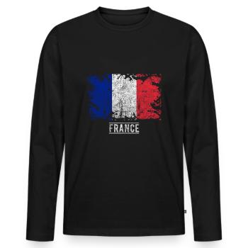 Drapeau drapeau france - T-shirt manches longues Premium bio Homme - noir - Devant - Nico (187cm)