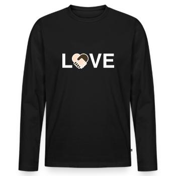 Love gegen Rassismus - Männer Premium Bio Langarmshirt - Schwarz - Vorne - Nico (187cm)