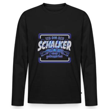Schalker Warnung | Gelsenkirchen Schalke Geschenk - Männer Premium Bio Langarmshirt - Schwarz - Vorne - Nico (187cm)