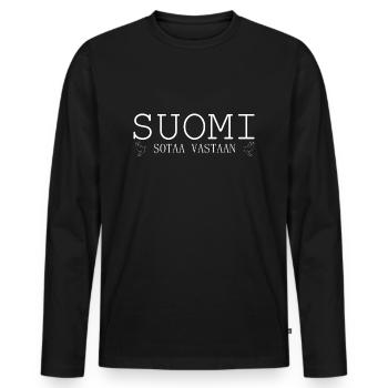 Finnland gegen Krieg Taube - Männer Premium Bio Langarmshirt - Schwarz - Vorne - Nico (187cm)