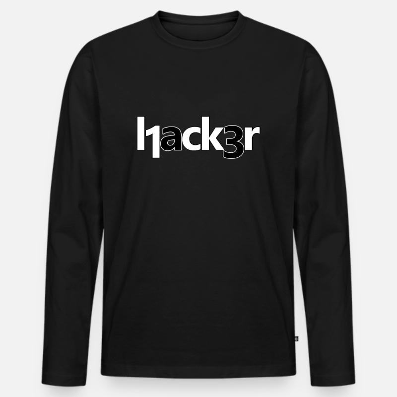Hacker - Männer Premium Bio Langarmshirt - Schwarz