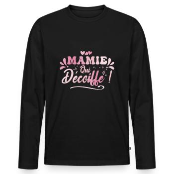 Beste Oma, die sich die Haare bläst, Oma Geschenkidee - Männer Premium Bio Langarmshirt - Schwarz - Vorne - Nico (187cm)
