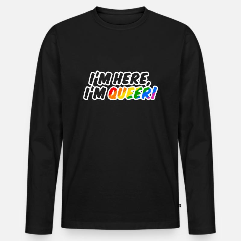 Queer is here! - Männer Premium Bio Langarmshirt - Schwarz