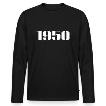 1950 - Cadeau né en 1950 - T-shirt manches longues Premium bio Homme - noir - Devant - Nico (187cm)