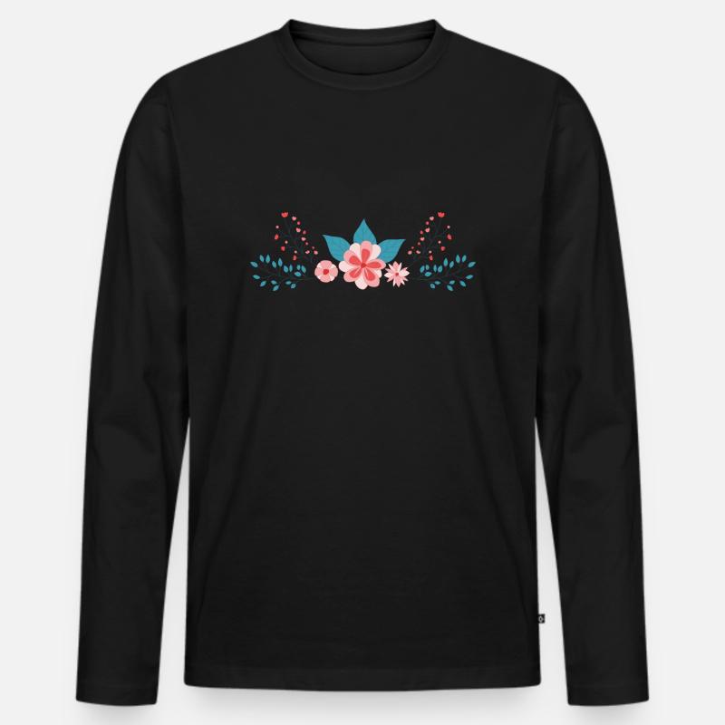 Flower Blume Pflanze - Männer Premium Bio Langarmshirt - Schwarz