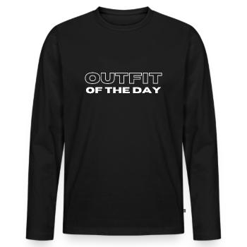 Outfit of the day weiss - Männer Premium Bio Langarmshirt - Schwarz - Vorne - Nico (187cm)