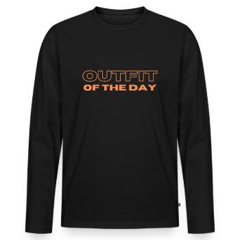 Outfit of the day Orange - Männer Premium Bio Langarmshirt - Schwarz - Vorne - Nico (187cm)
