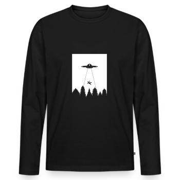 Flying Saucer Ufo Alien shirt gift - Men's Premium Organic Long Sleeve Shirt - black - Front - Nico (187cm)