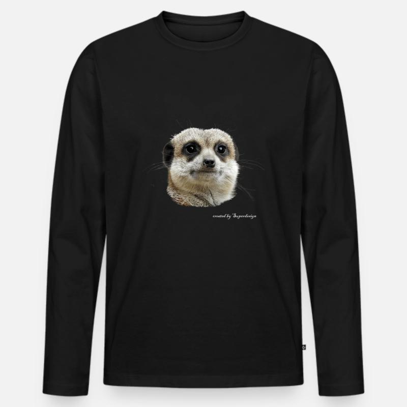 Erdmännchen - Männer Premium Bio Langarmshirt - Schwarz