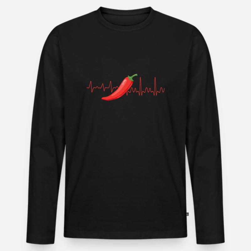 Chilischote - Männer Premium Bio Langarmshirt - Schwarz