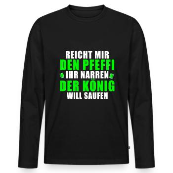 Pfefferminz Likör Pfeffi Vatertag Sauf - Männer Premium Bio Langarmshirt - Schwarz - Vorne - Nico (187cm)