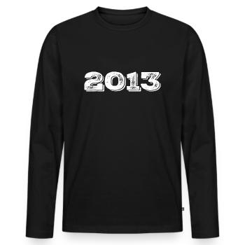 Geburtstagsgeschenk 2013 - 2013 - Männer Premium Bio Langarmshirt - Schwarz - Vorne - Nico (187cm)