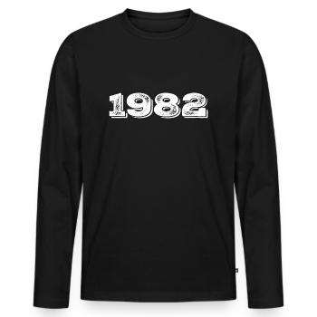 Geburtstagsgeschenk 1982 - 1982 - Männer Premium Bio Langarmshirt - Schwarz - Vorne - Nico (187cm)