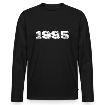 Geburtstagsgeschenk 1995 - 1995 - Männer Premium Bio Langarmshirt - Schwarz - Vorne - Nico (187cm)