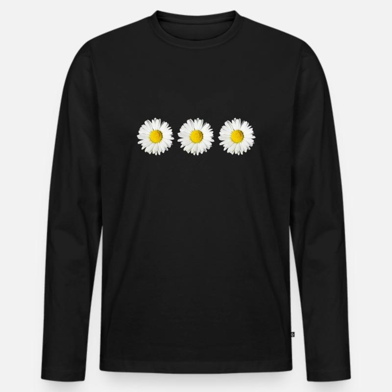 Gänseblümchen (3x) - Männer Premium Bio Langarmshirt - Schwarz