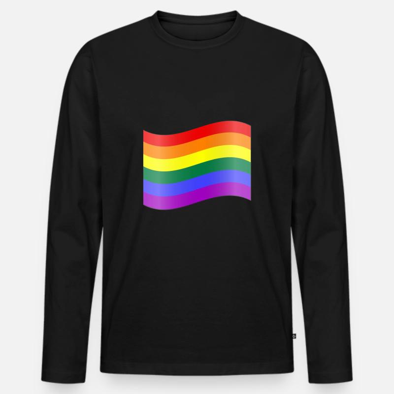 Regenbogen-Flagge - Männer Premium Bio Langarmshirt - Schwarz