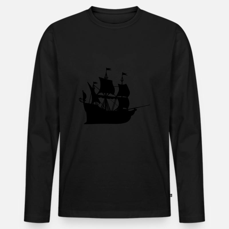 Schiff Geschenk Idee - Männer Premium Bio Langarmshirt - Schwarz