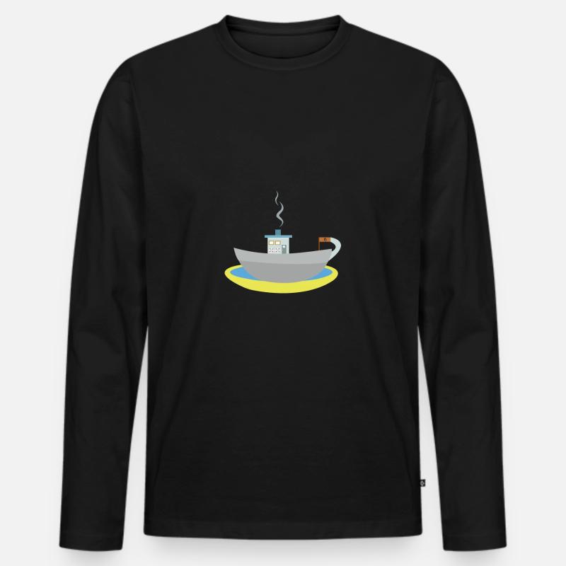 Kaffeetassenschiff - Männer Premium Bio Langarmshirt - Schwarz