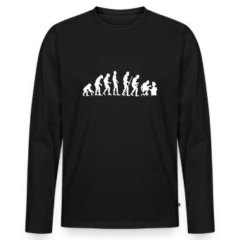 Evolution monkey to human crooked back Pc nerd - Men's Premium Organic Long Sleeve Shirt - black - Front - Nico (187cm)
