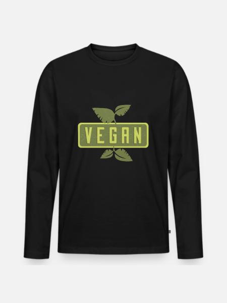 vegan - Männer Premium Bio Langarmshirt - Schwarz