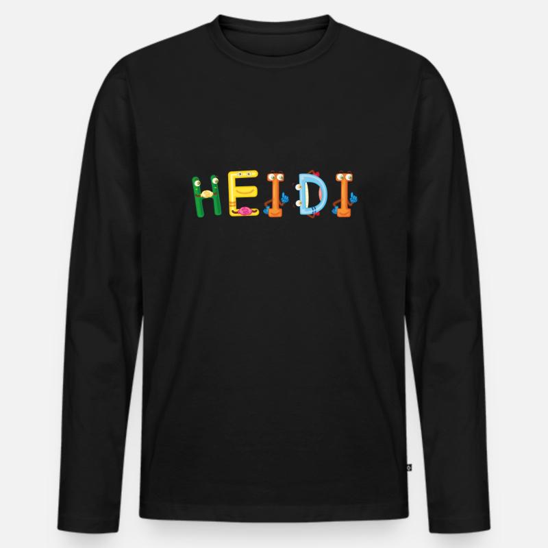 Heidi - Männer Premium Bio Langarmshirt - Schwarz