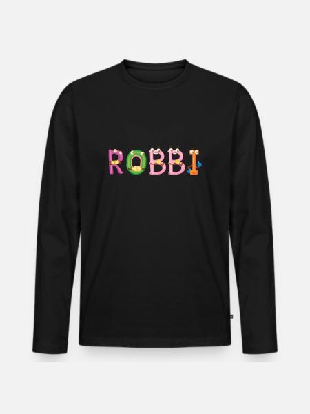 Robbi - Männer Premium Bio Langarmshirt - Schwarz